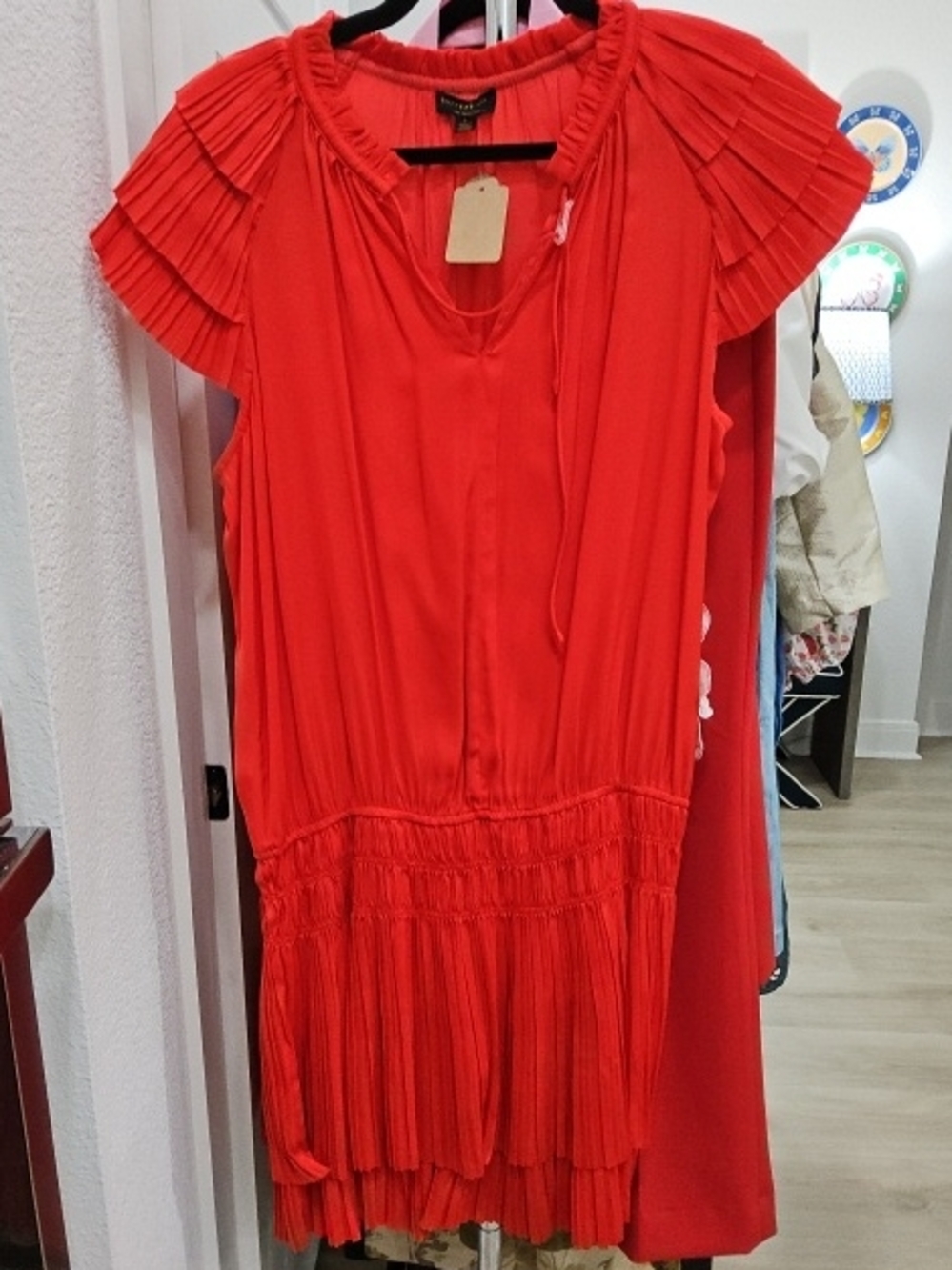 Current Air Red Pleated Mini Dress